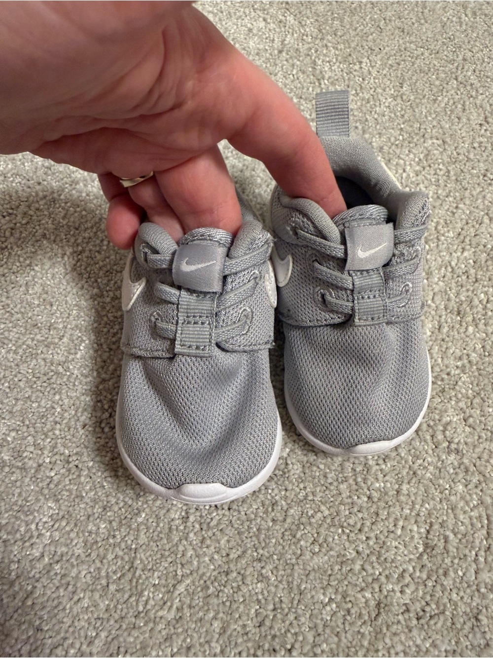 Nike Baby Gray Mesh Hook-and-Loop Sneakers
